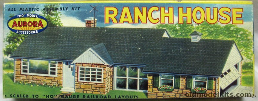 Aurora HO Ranch House HO Railroad Accessory, 653-98 plastic model kit